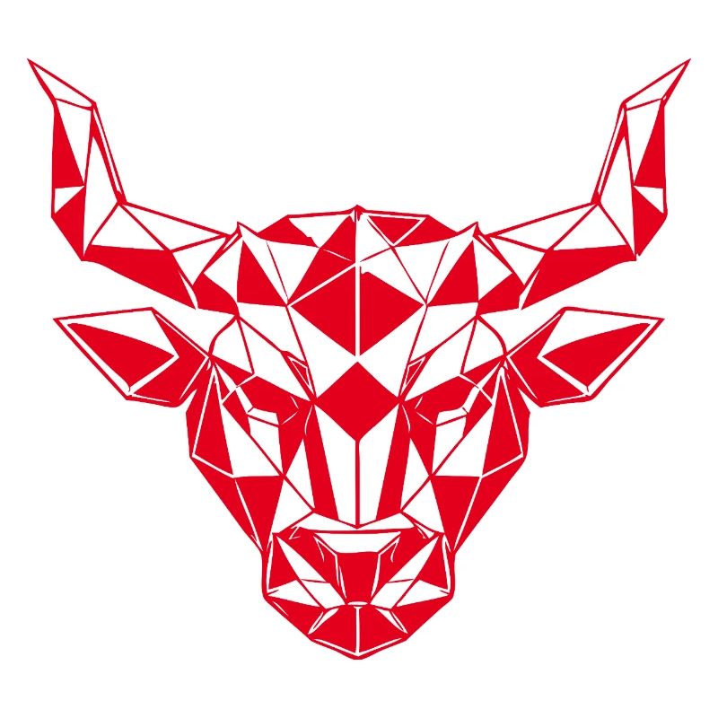 Roter Low-Poly Stierkopf