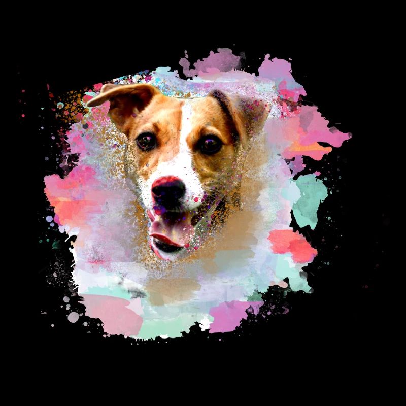 Jack Russell, graffiti terrier, chien, aquarelle, coloré