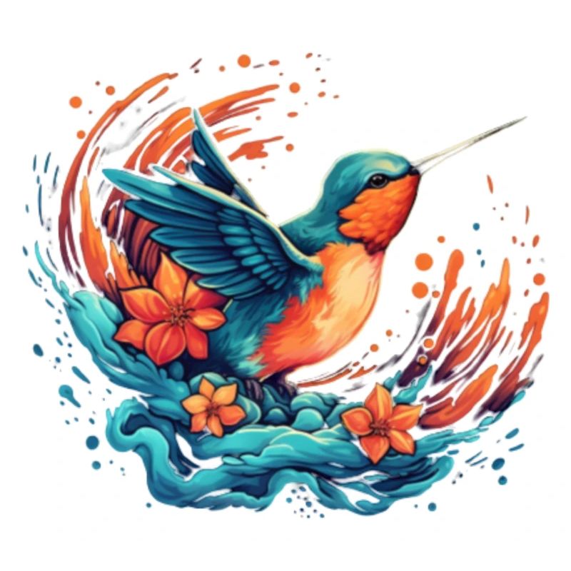 Oiseau explosion de fleurs