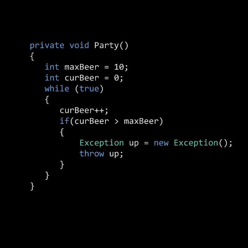 Code snippet c #: Throw up