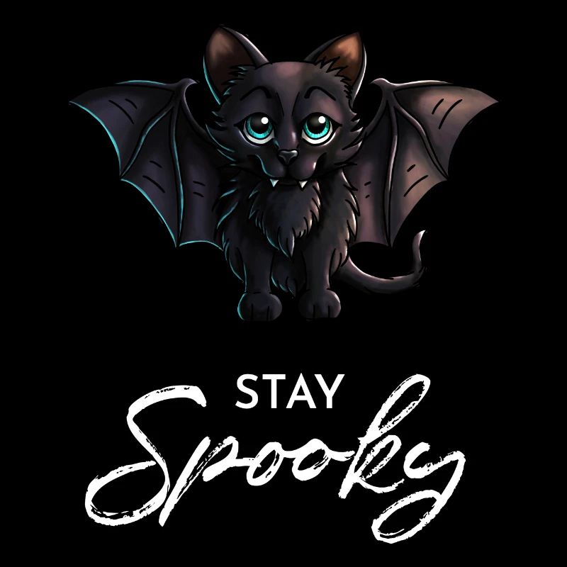 Restez Spooky Slogan Cute Vampire Black Bat Cat