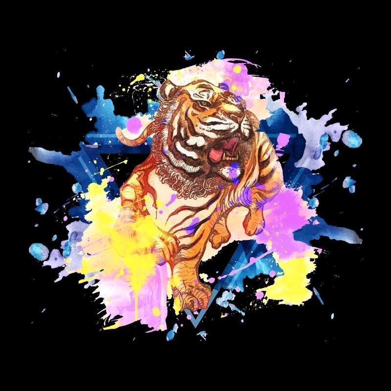 Tiger Splash Grunge Bunt Tier Raubtier Kunst