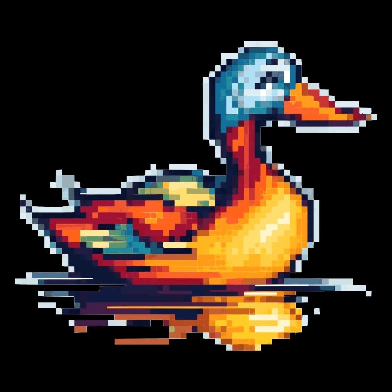 Small duck in 8 bit retro pixel graphics