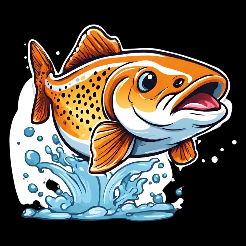 Conception de truite en cours d’exécution : Art de poisson coloré et mignon