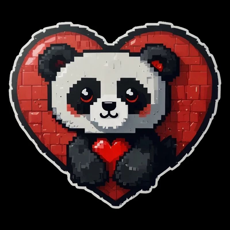 Pixel-Panda mit großem Herz
