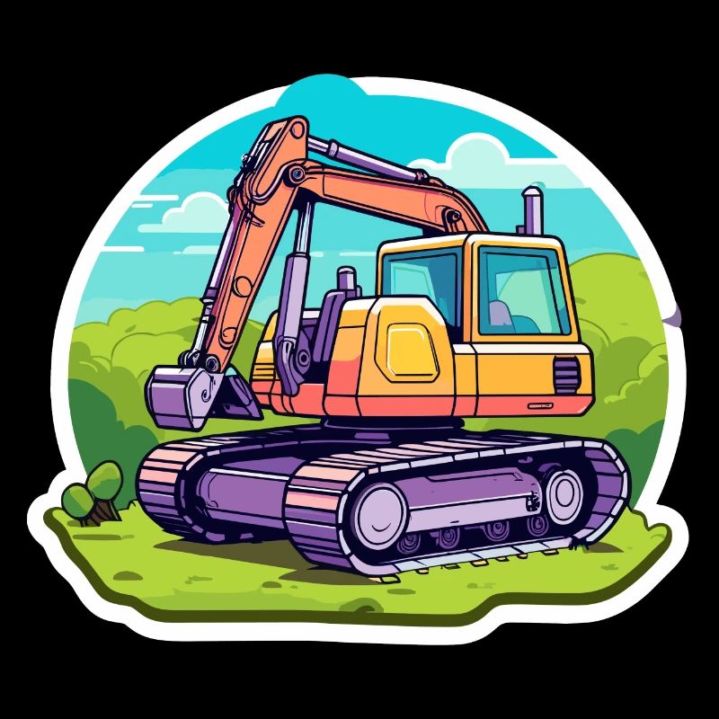 Excavator Construction Site Drawing