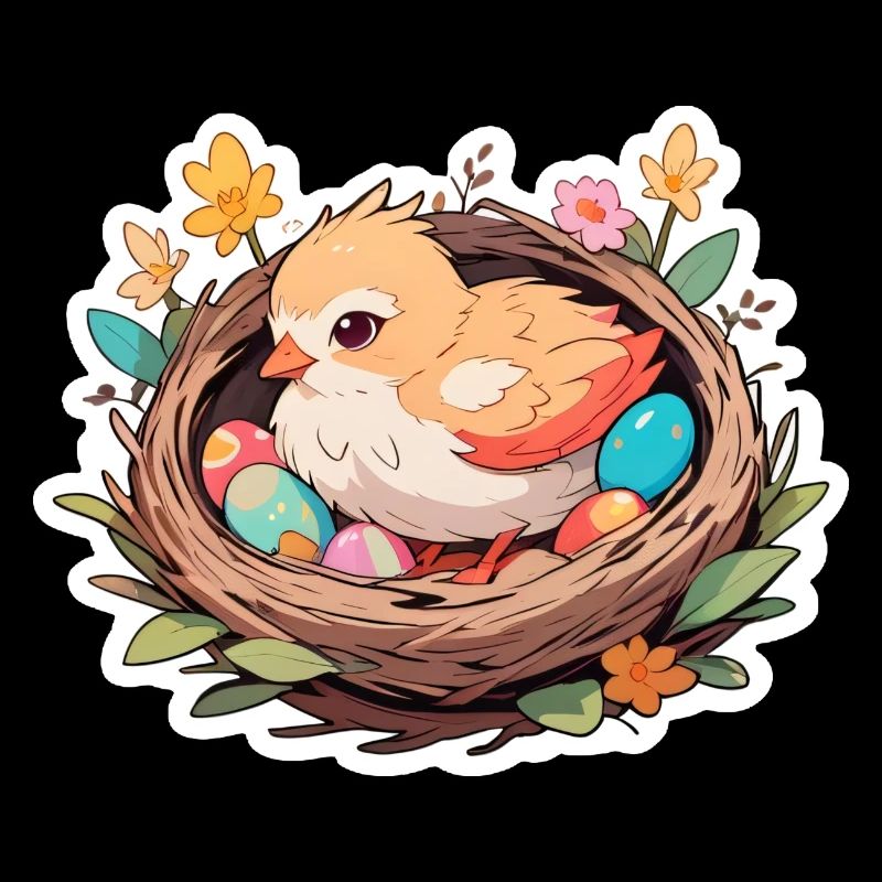 Easter basket with chicks