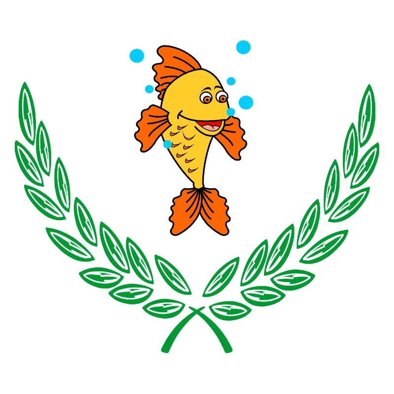 Poisson dans une couronne de laurier vert