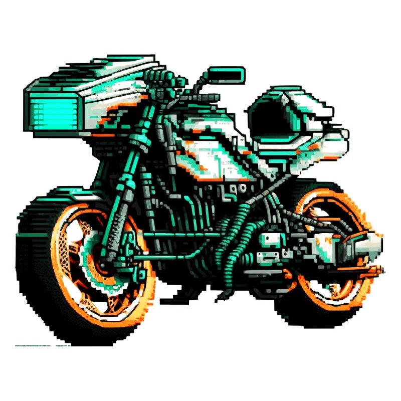 Motorcycle in 8 bit as vector graphics for bikers