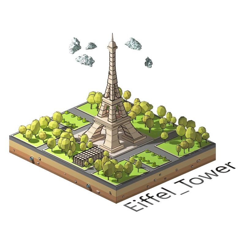 Geometrischer Low-Poly-Eiffelturm