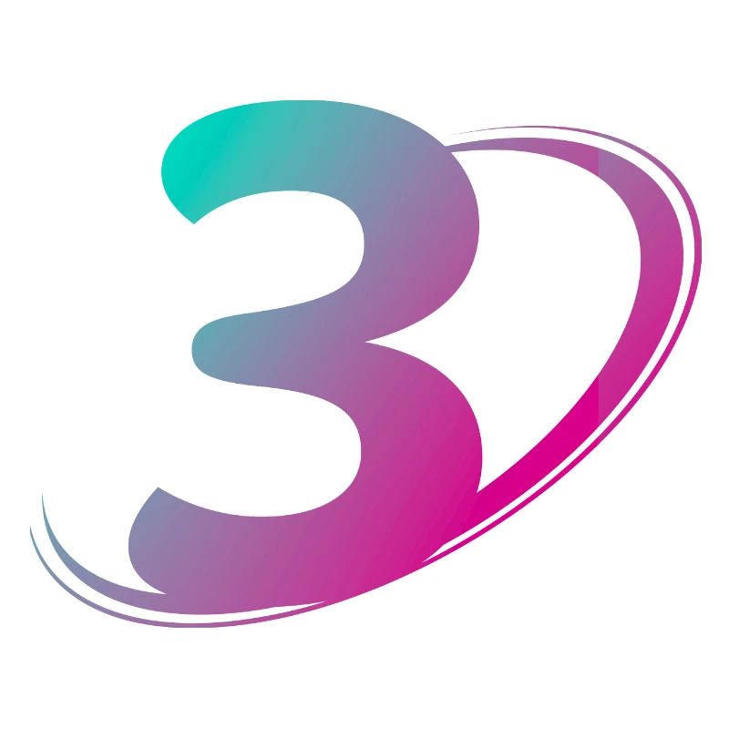 Numéro 3 multicolore