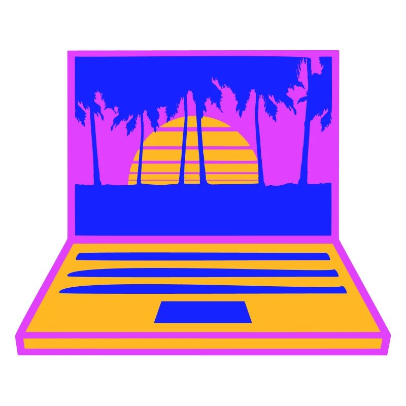 Laptop Computer Screen Palm Trees PC Strip Nerd