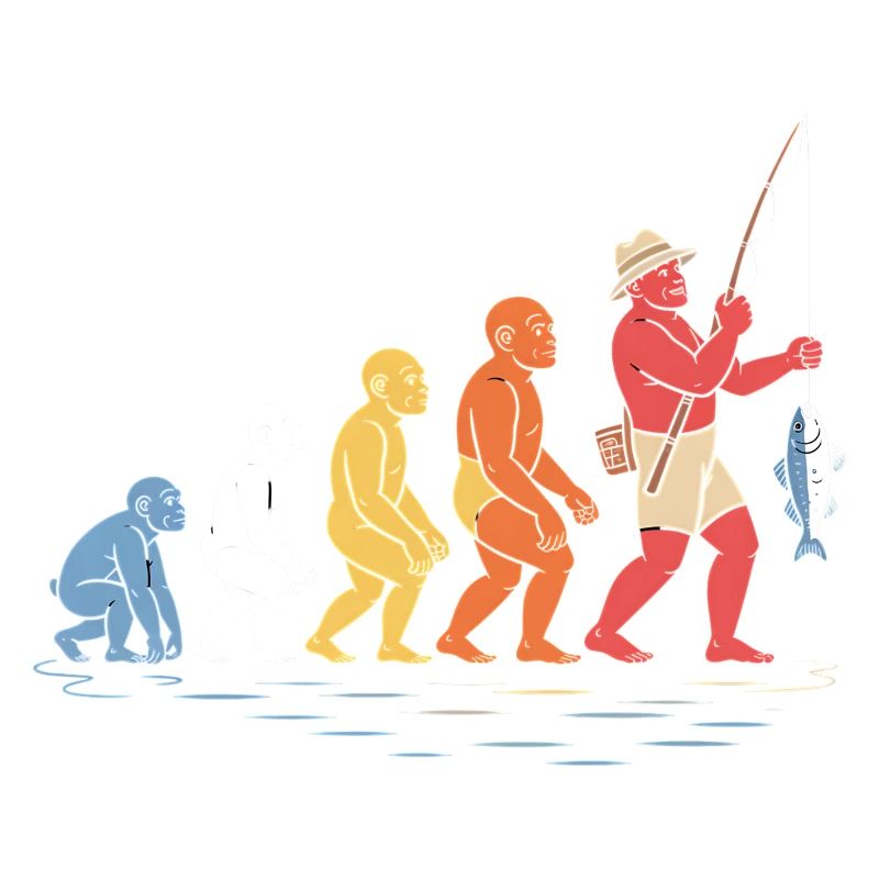 Évolution de la pêche du pêcheur humain drôle