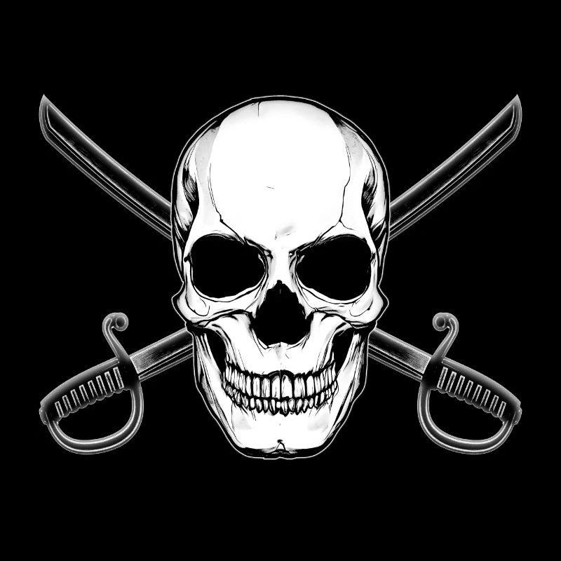 Crâne de drapeau pirate avec épées