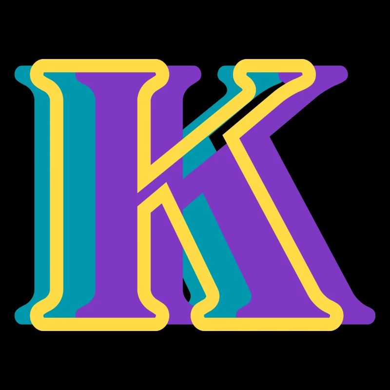 Multicolored letter k