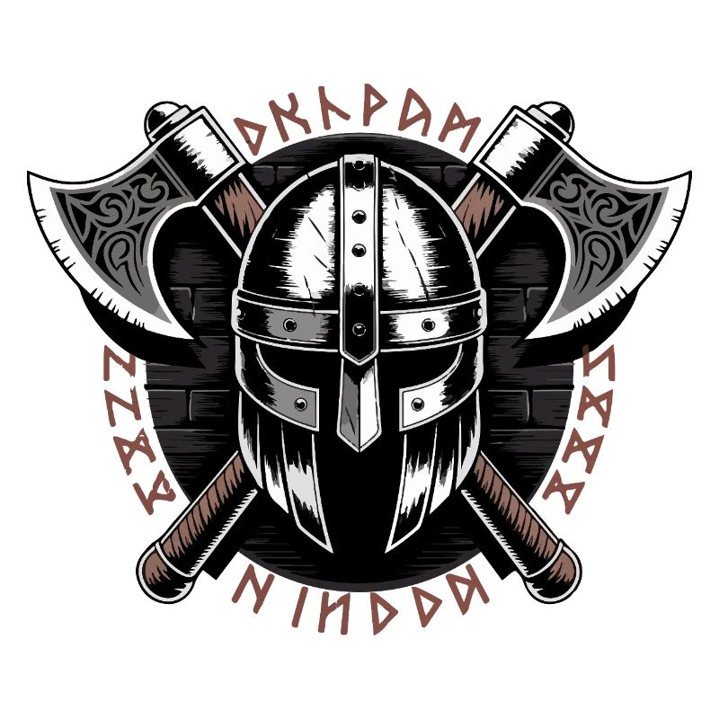 Viking Warrior Shield and Axe Emblem