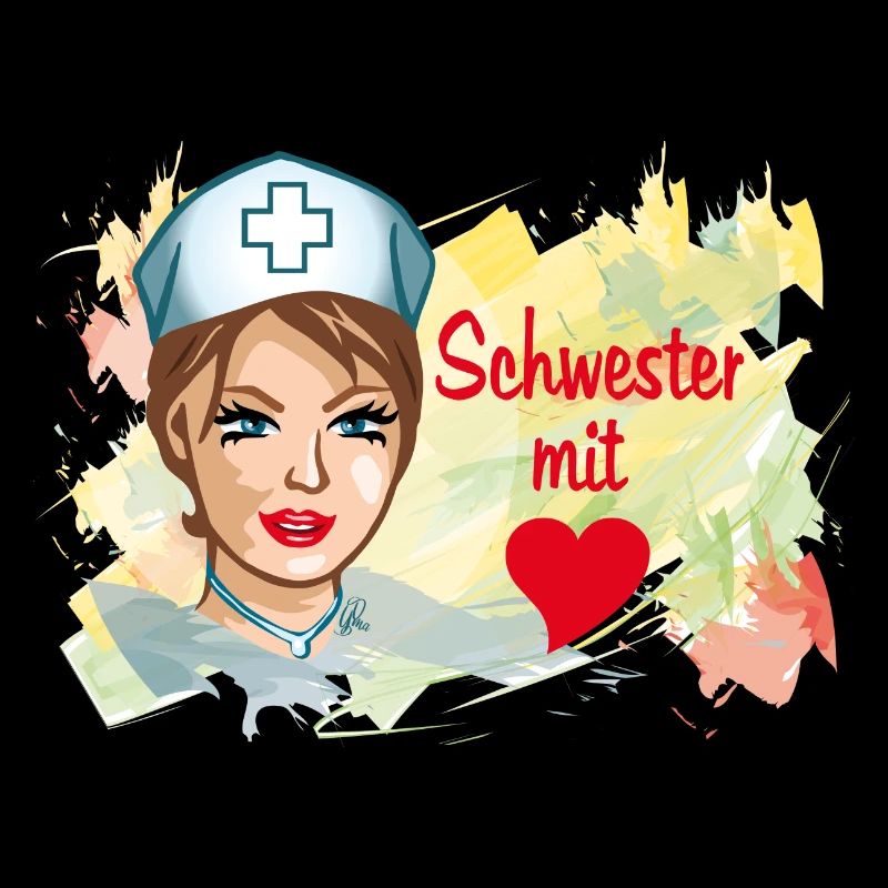 Krankenschwester mit Herz quer