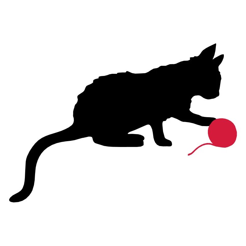Kitten plays wool ball outline