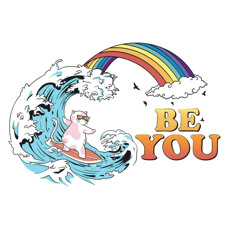 Surf de chat aux couleurs trans LGBT dans le