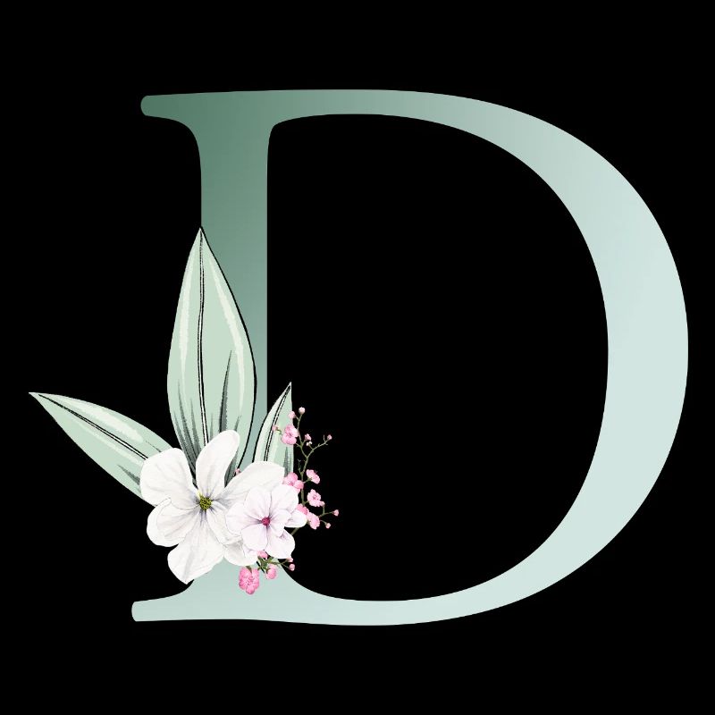 D Monogram, Floral, Customizable