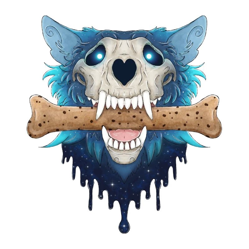 Hellhound Skull - Demonic Blue Wolf & Cookie Bone