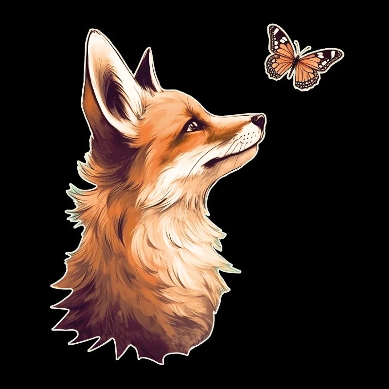 Renard avec papillon