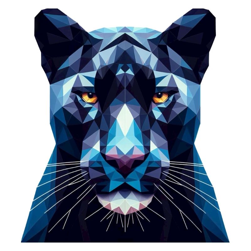 Ein blauer Panther im Polygon-Stil