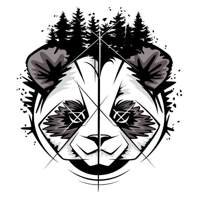 Panda Head in Comic Style – Forest & Nature Illustration