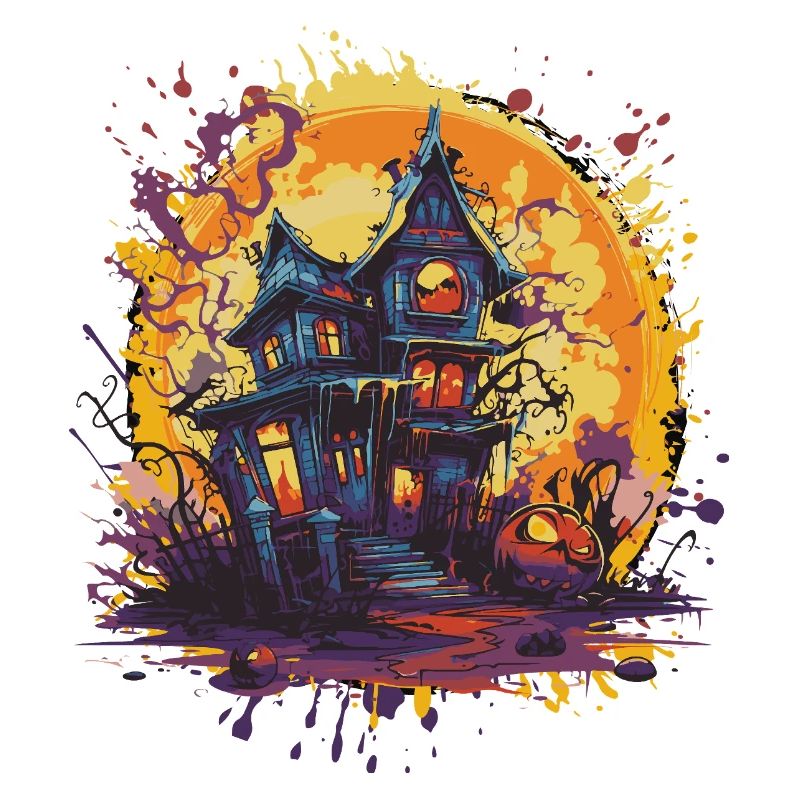 Maison hantée dans la lune d’Halloween