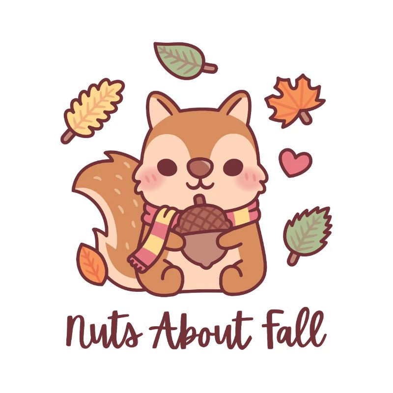 Cute Squirrel With Acorn Nuts About Fall Funny 