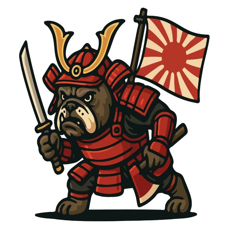 Samouraï Bulldog Warrior Japon Conception d’armure