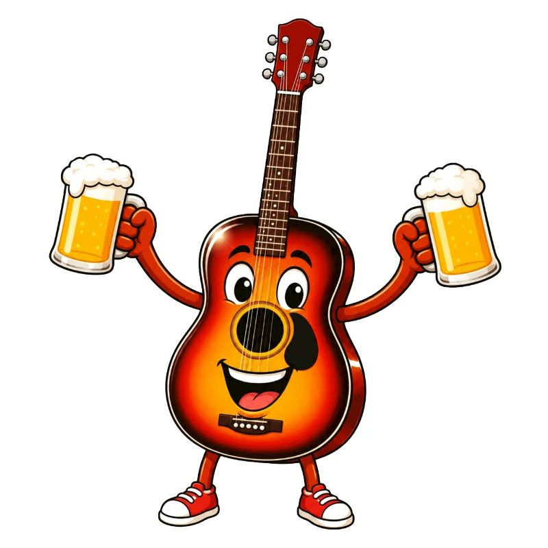 Gitarre mit zwei Bier