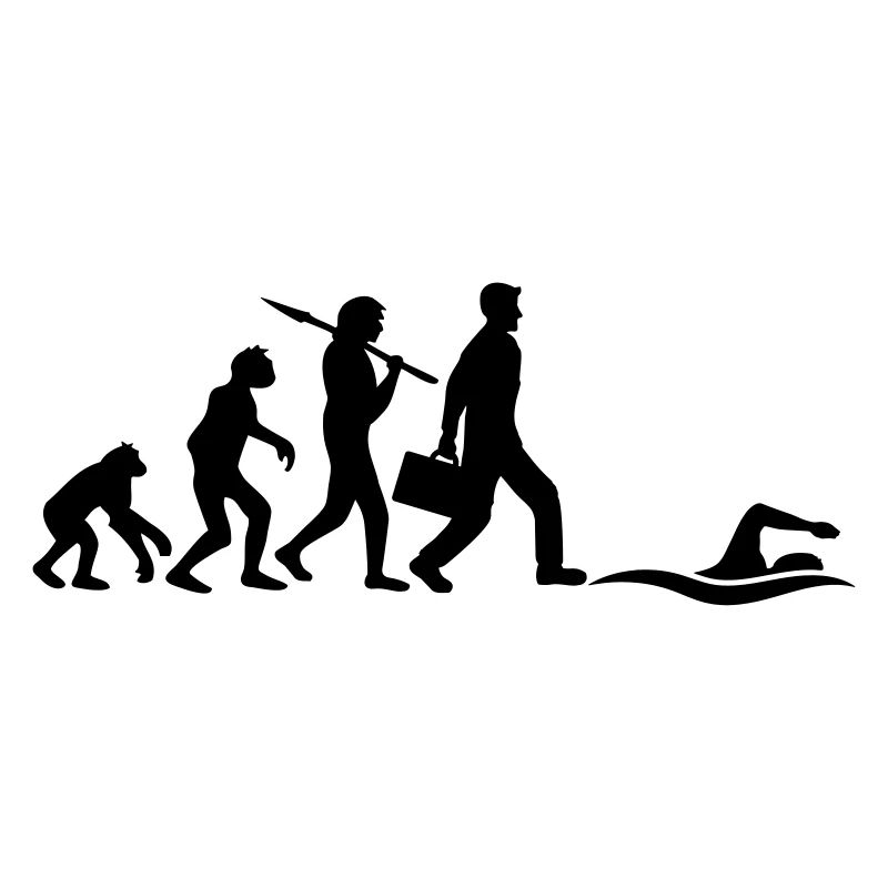 evolution entwicklung geboren zum schwimmen logo s