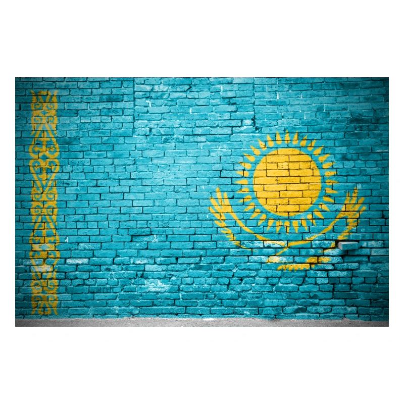 Affiche de graffiti de drapeau de mur de brique du Kazakhstan