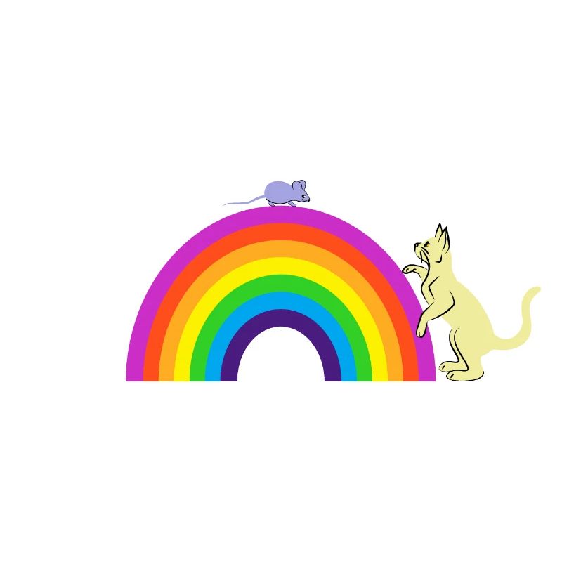Kidcore Cat and Mouse Rainbow Gift Idea