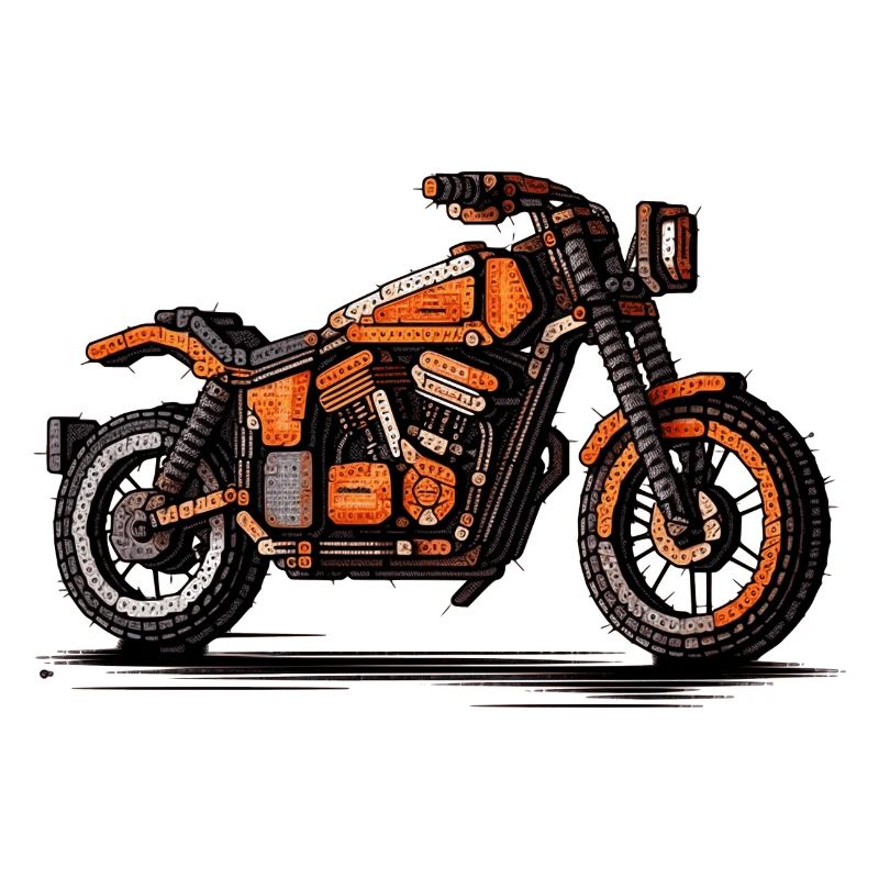 Motorcycle as a classic car in 16-bit graphics