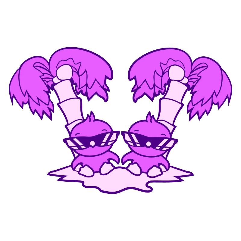 2 Ducks Small Cute Birds Sunglasses Funny Palm Trees
