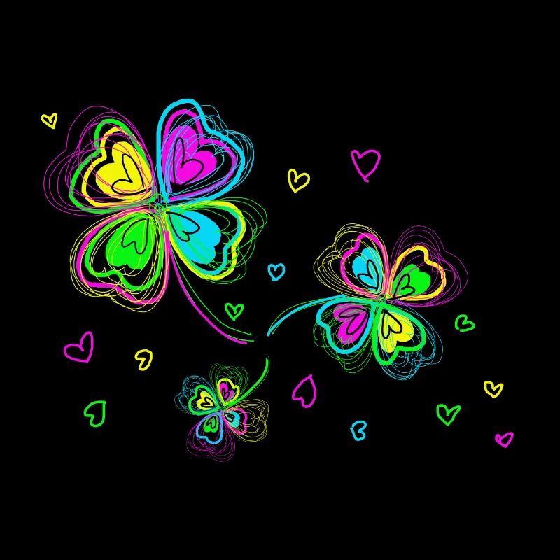 Trèfles multicolore et coeurs