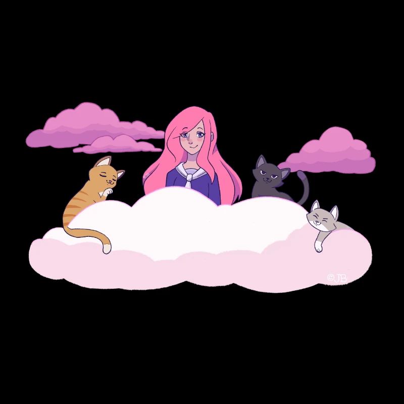 Lizzie in den Wolken mit Katzen