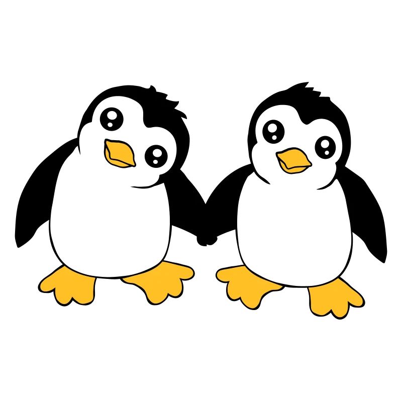 2 mignons petits pingouins drôles amis aiment l’équipe