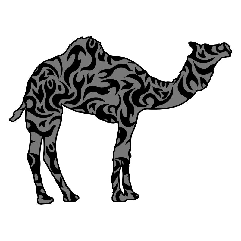 Beautiful Pattern Camel Silhouette Outline Black