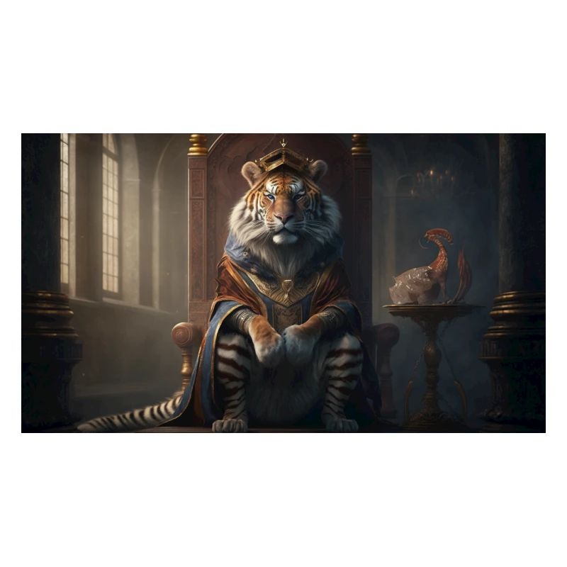 Tiger sitzt auf einem Thron, generative KI