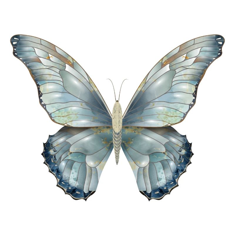 Papillon dans de délicates nuances de bleu peint à la main