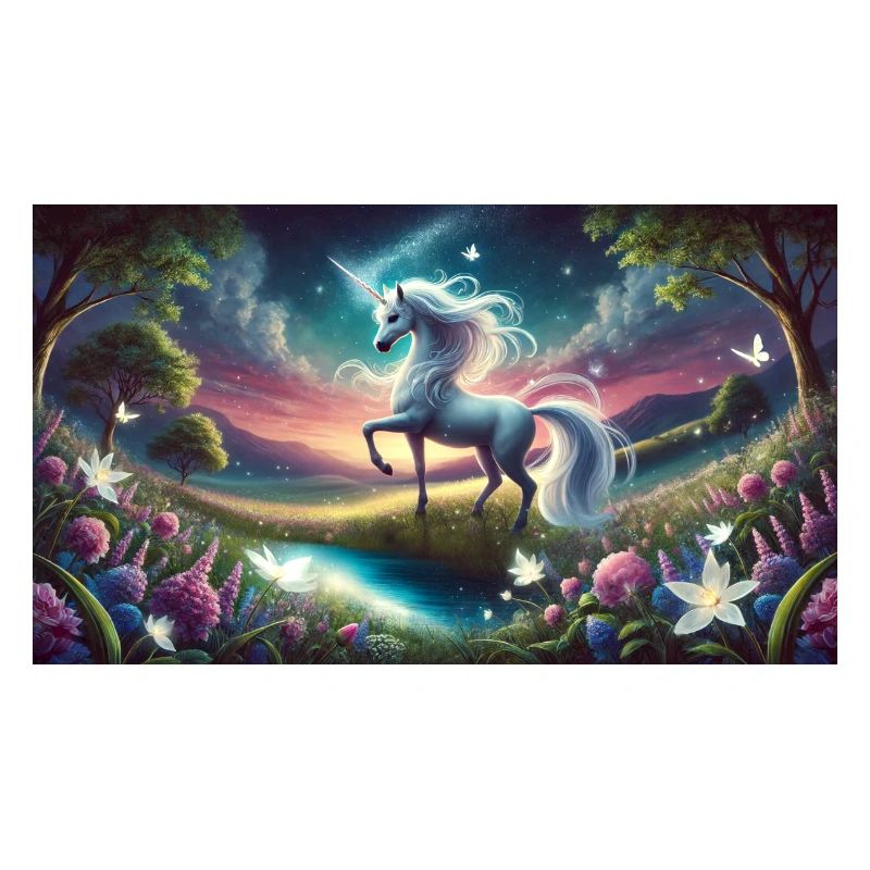 Ein mystisches Einhorn mit Aurora Boreralis