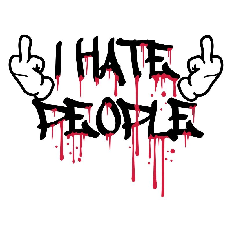 cool i hate people text graffiti spray drops blu