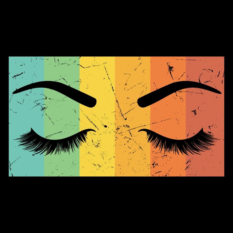 Vintage Artwork Eyelashes Distressed Make Up