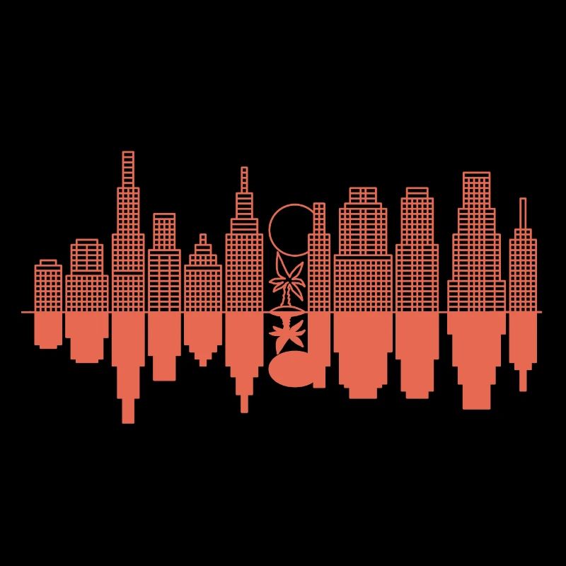 Eine Stadtsilhouette + ein Baum - Rot