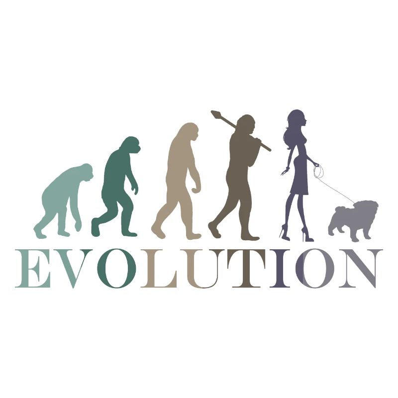 Evolution Mops Weiblich Retro Minimalismus