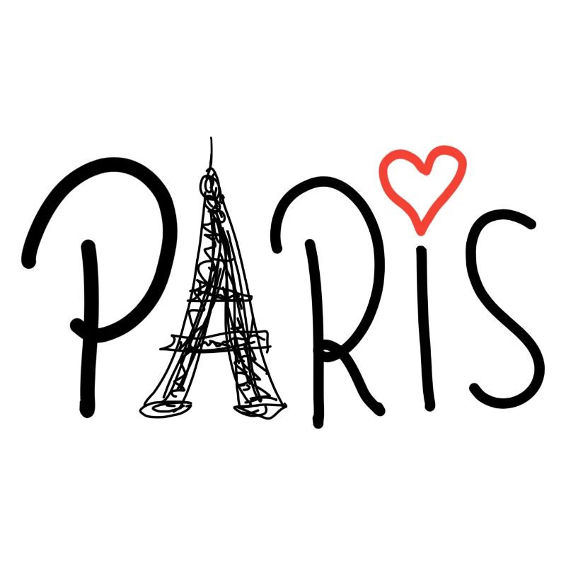 Paris with Eiffel Tower and red heart