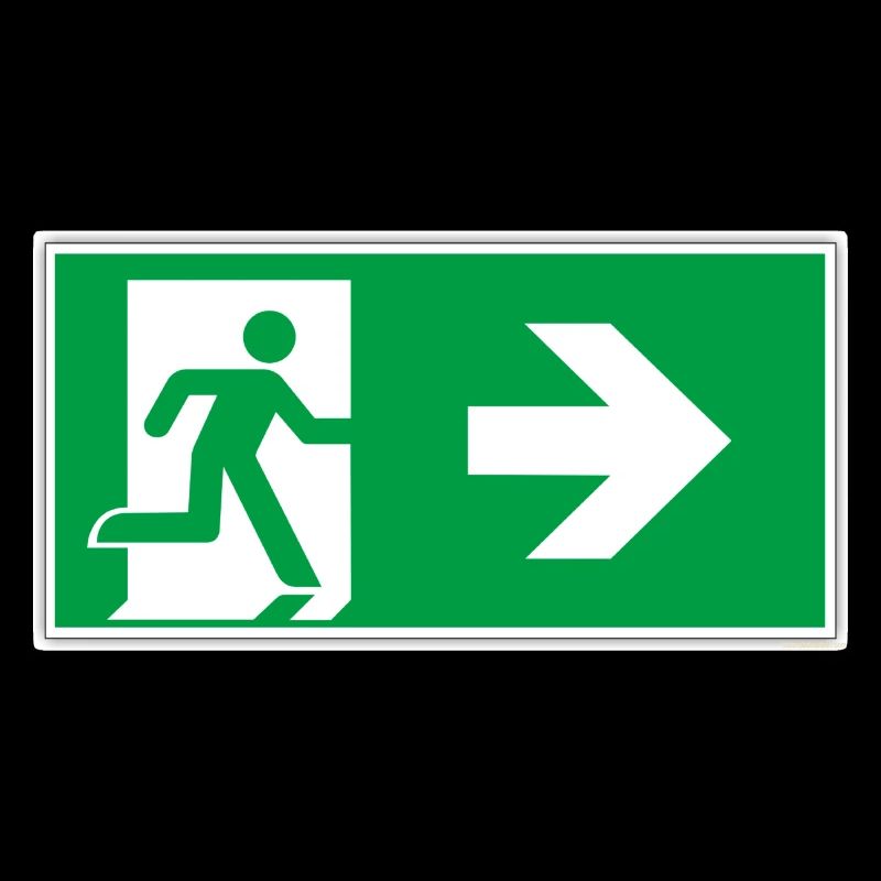 escape route sticker sign emergency exit right go